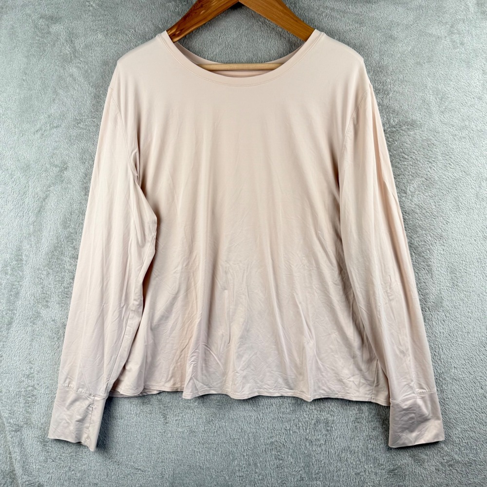 Athleta Long Sleeve Shirt Womens 2X Light Pink Athleisure Workout Stretch Casual